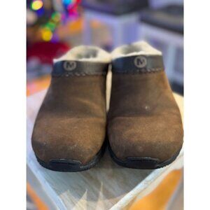 Women's Merrell Brown Shearling-Lined Clogs Size 8M  Outdoor sturdy